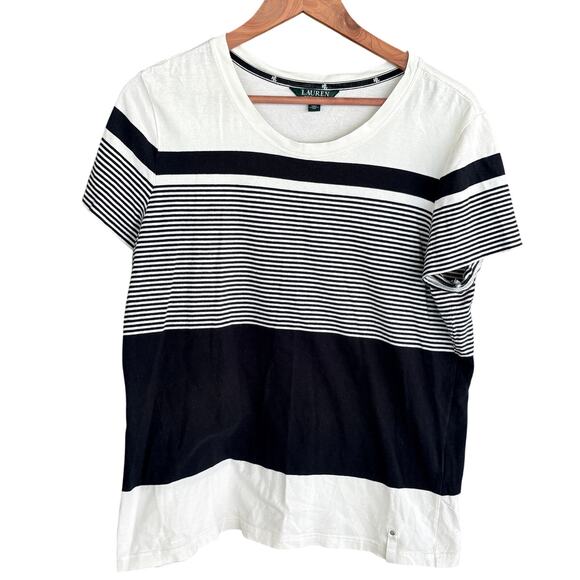 Ralph Lauren Striped Tee XL Black White Academia Prep Capsule Nautical - Picture 1 of 5